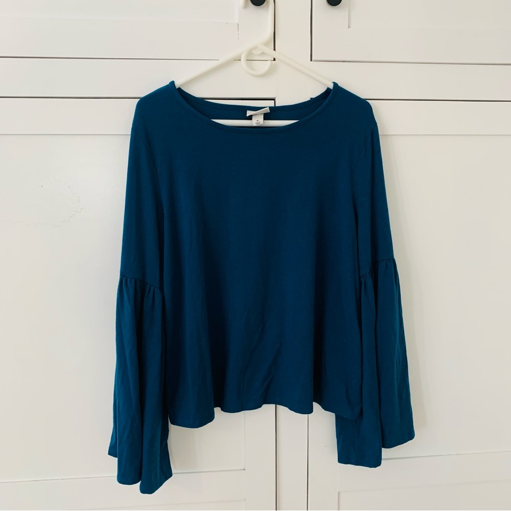 Ava & Viv Turquoise Bell Sleeve Top Size 1X